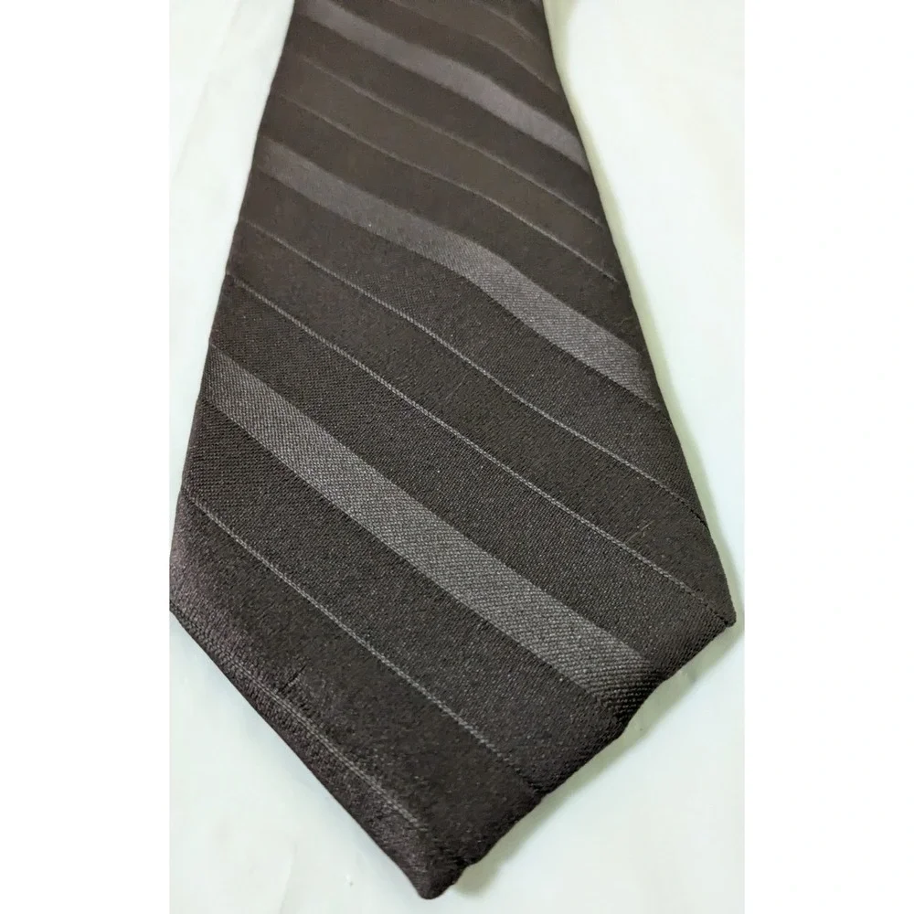 Vintage Ketch Polyester Retro Classic Tie Brown Tone on Tone Stripped 55 x 3.25